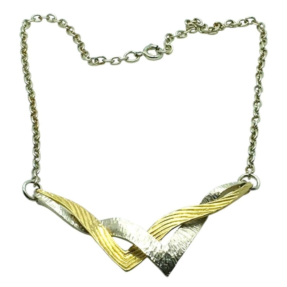 Vintage Michele Lynn Choker Necklace. Silver &  Gold Tone.  15 “. 1970’s